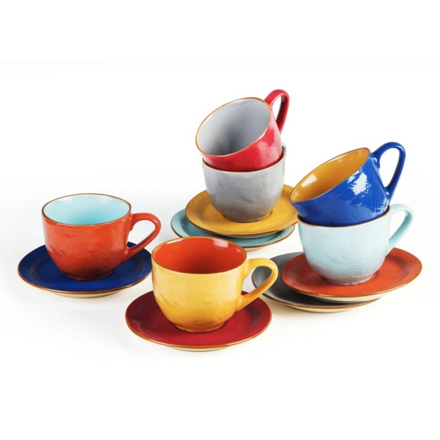 Idee Regalo Novità Home | Set Tazze Cappuccino Colorate Mediterraneo