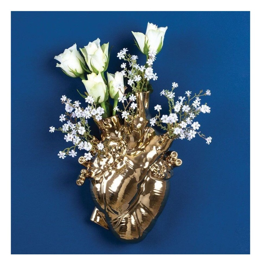 Complementi Seletti | Seletti Vaso Love In Bloom Gold In Porcellana.