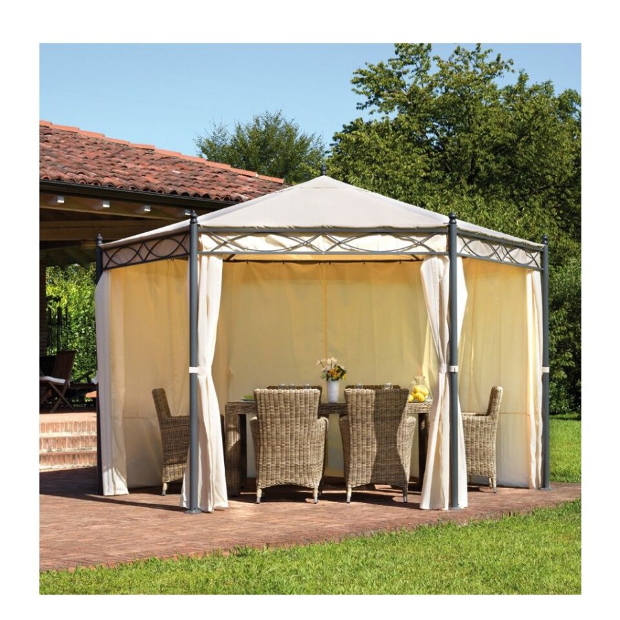 Outdoor Moia | Gazebo Esagonale Mt 4 Di Diametro Con Antivento