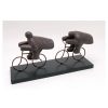 Idee Regalo Trio Design | Scultura Coppia Ciclisti In Bici In Legno Bronzato